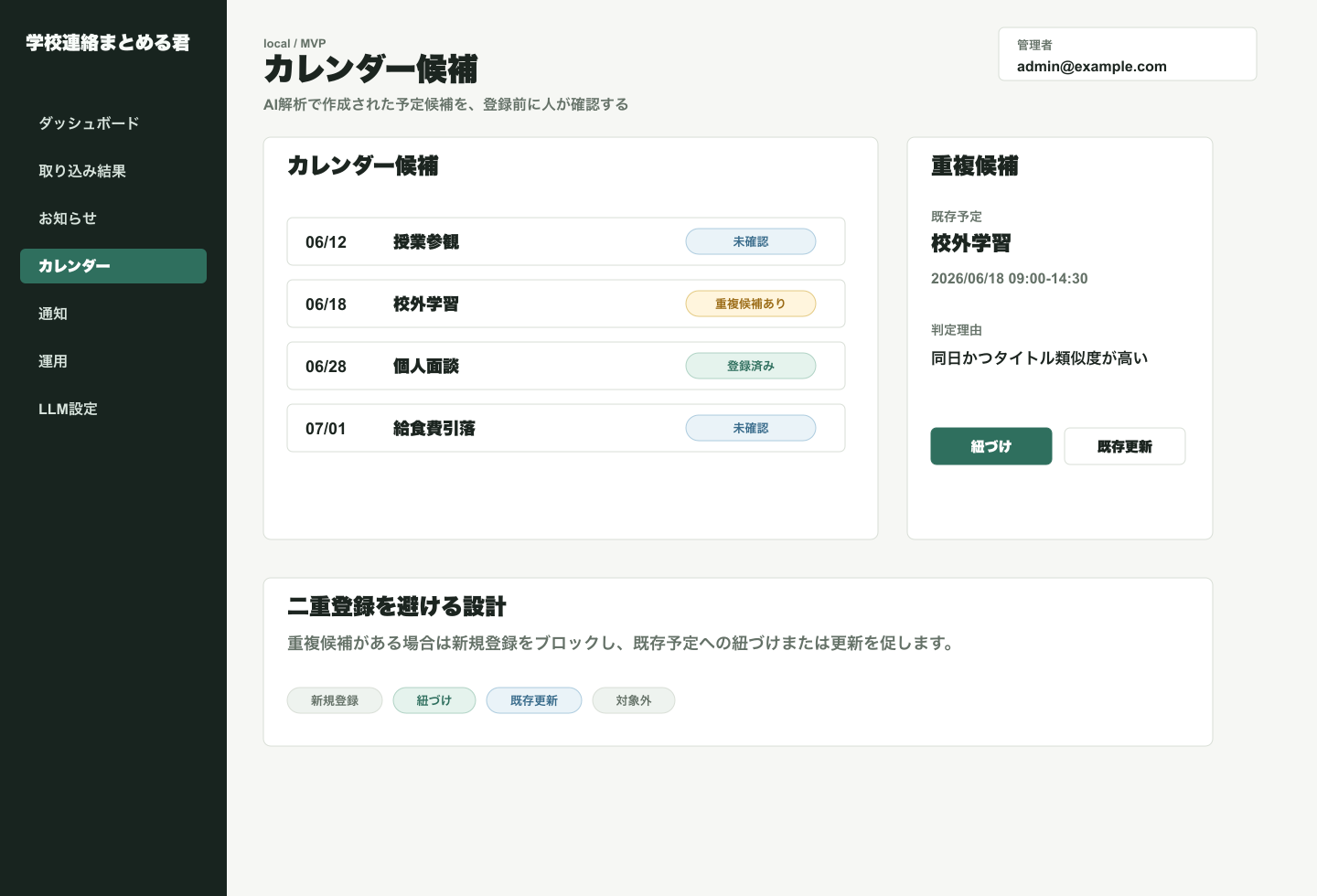 Googleカレンダー候補画面